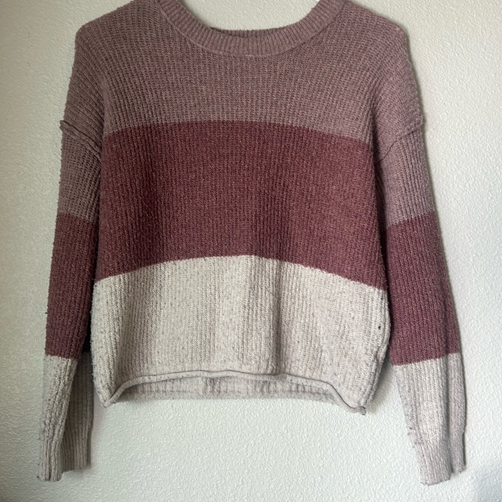 Pink Republic Kids Striped Knit Sweater Pink White Size Medium